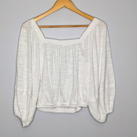 Free People White Square Neck Balloon Sleeve Top S - Picture 8 of 8